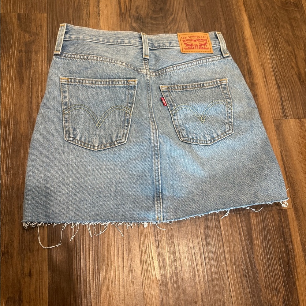 Levi's Light Blue Frayed Hem Mini Skirt